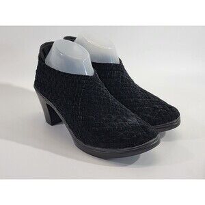 WN Women's Size 9 Bernie Mev. Chesca Black Velvet Pull On Heels Booties Boots NW